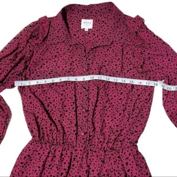MISA Los Angeles Yolanda Dress Size M | Like New | Red Velvet Burntout - Picture 6 of 10